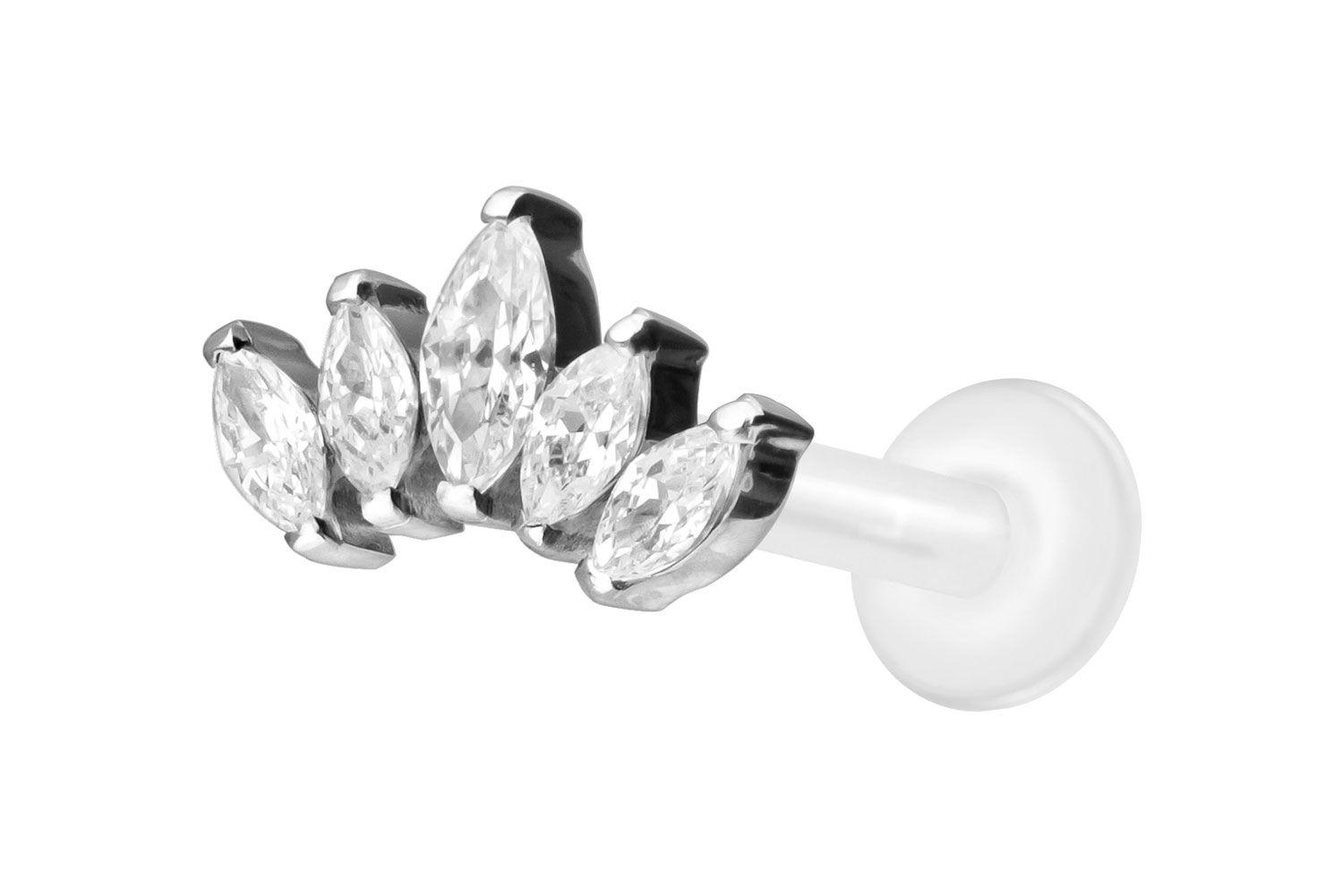 PTFE Labret Piercing mit Innengewinde + Titan-Aufsatz LOTUSBLÜTE